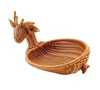 Lonrtesw Cesto di Frutta Intrecciato nel Rattan, Cesto di Pane Vassoio Cesto di Snack di novità Un Forma di Animale Antico Rattan Cestino da Tavolo Piccolo