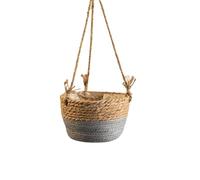 Lonrtesw Fioriera Sospesa da Giardino Macramé Cesto Portaoggetti per Piante Corda di Intrecciata Portavasi per Interni Ed Esterni Grigio M