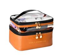 Lonrtesw per Trucchi da Viaggio Marroni Multistrato, Organizer Trasparente per Cosmetici per la Cura Della Pelle e il Trucco