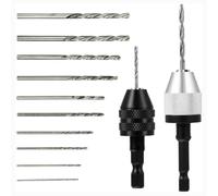 Lonrtesw Punta per Mandrino Autoserrante,Adattatore per Mandrino Autoserrante 2pezzi con Punte 10pezzi,Convertitore A Cambio Rapido per Mandrino Autoserrante con Codolo Esagonale 1/4pollice