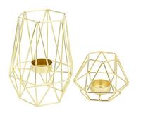 Lonrtesw Set di 2 Candelabri nel Metallo Geometrici Tealight per Decorazioni Soggiorno e Bagno - Centrotavola per Matrimonio e Sala da Pranzo, Decorazioni Tavolini da caffè