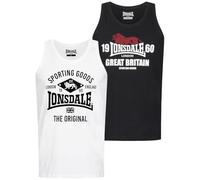 Lonsdale Canotta da uomo Biggin confezione doppia, Nero , XXXXXL