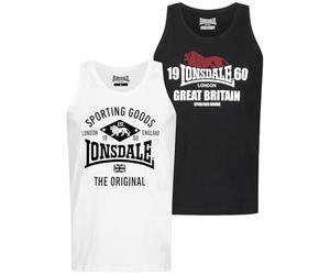 Lonsdale Canotta da uomo Biggin confezione doppia, Nero , XXXXXL