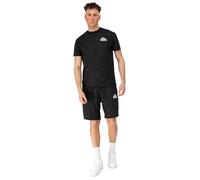 Lonsdale Completo camicia e pantaloncini funzionali da uomo, vestibilità regolare PRESTWOOD, nero/bianco, taglia S