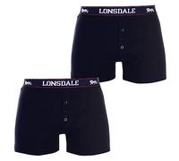 Lonsdale - Confezione da 2 paia di boxer da uomo in misto cotone con elastico in vita Blu mare XL