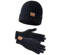 Lonsdale Deazley Set Cappello e Guanto Unisex, Nero, L-XL Adulto
