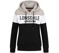 Lonsdale Sleeve Felpa con Cappuccio, Nero, Bianco, Grigio Marlo, M Donna