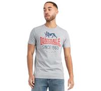 Lonsdale Gonfirth T-Shrit, Marl Grey/Navy/Red, S Uomo, 117525