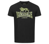 Lonsdale Logo T-Shirt, Nero/Oliva, S Uomo
