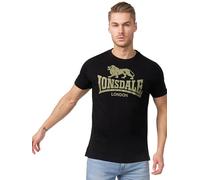 Lonsdale Maglietta da Uomo con Logo, Nero/Oliva, L