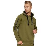 Lonsdale London Rushen Uomo Felpa con Cappuccio Nero/Bianco Regular