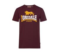 Lonsdale - T-shirt Classica da Uomo Oxblood con Logo Leone Vintage Vestibilità Regolare
