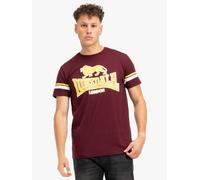 Lonsdale Methley T-Shirt, Oxblood/Giallo/Bianco, XL Uomo