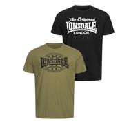 Lonsdale Morham T-Shirt per Il Tempo Libero, Nero/Oliva, 3XL Uomo