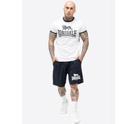 Lonsdale Set maglietta da uomo e pantaloncini, vestibilità normale, colore bianco/blu scuro, taglia XXL