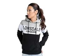 Lonsdale Sleeve Felpa con Cappuccio, Nero, Bianco, Grigio Marrone, L Donna