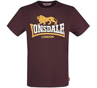 Lonsdale - T-shirt Classica da Uomo Oxblood con Logo Leone Vintage Vestibilità Regolare