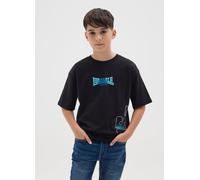 LONSDALE, T-shirt Da Bambino In Puro Cotone Nero Regular Fit, Nero, Taglia: 13-14