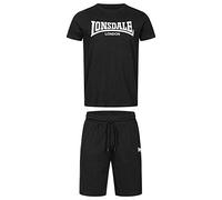 Lonsdale T-Shirt e Pantaloncini da Uomo Set Vestibilità Normale MOY L, nero/bianco
