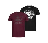 Lonsdale Torbay - Maglietta da Uomo, Confezione Doppia Black/Oxblood S