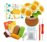 Lonsien Kit Uncinetto Principianti Amigurumi kit con Girasole DIY Crochet Kit con Istruzioni Video Passo Passo per Adulti e Bambini