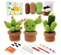 Lonsien Kit Uncinetto Principianti DIY Crochet Kit con Cactus Amigurumi kit con Istruzioni Video Passo Passo per Adulti e Bambini