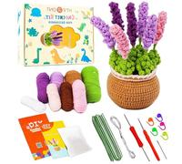 Lonsien Kit Uncinetto Principianti kit Amigurumi con lavanda DIY Crochet Kit con Istruzioni Video Passo Passo per Adulti e Bambini