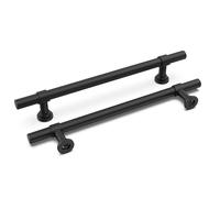 LONTAN 10 maniglie per mobili, colore nero, distanza tra i fori di 160 mm, per mobili da cucina, tubi rotondi in acciaio inox + base in zinco, maniglie per armadi di alta qualità, colore nero, stile