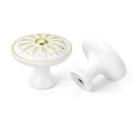LONTAN 10 pomelli per mobili e armadi, stile vintage, colore bianco | Pomello rotondo per mobili bianco per armadi e cassetti, maniglie rotonde per mobili bianche, maniglie da cucina a un foro