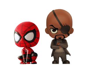Lontano da casa Spider-Man e Nick Fury Cosbaby 3,75" Hot Toys Bobble-Head Fig 2P
