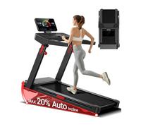 LONTEK Tapis Roulant con Inclinazione 20% Automatica, 14KM/H Tapis Roulant Elettrico con Console Regolabile su 4 Livelli, 3,5 HP Tapirulan Pieghevole per Casa e Ufficio, Max 180KG, Silenziosa