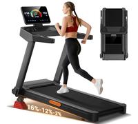 LONTEK Tapis Roulant Salvaspazio con 16% Pendenza, 14KM/H Tapis Roulant Elettrico Pieghevole con Cardiofrequenzimetro, 3.5HPTapirulan da Casa con Display LED, Carico massimo di 180 kg, per Ufficio