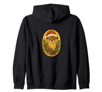 Lontra Che Indossa Un Cappello di Babbo Natale Inverno Vacanze Fauna Selvatica Felpa con Cappuccio