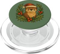 Lontra che indossa un cappello di Babbo Natale inverno vacanze fauna selvatica PopSockets PopGrip per MagSafe