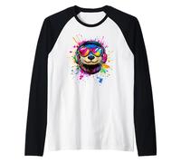 Lontra con Occhiali da Sole Amo la Lontra Marina Martora Maglia con Maniche Raglan