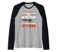 Lontra di Mare Che Ascolta la lontra nella mia Testa Maglia con Maniche Raglan
