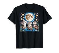 Lontra di Mare Merch Otter Ululando alla Luna Vintage Sea Otters Maglietta