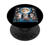 Lontra di mare Merch Otter Ululando Alla Luna Vintage Sea Otters PopSockets PopGrip Adesivo