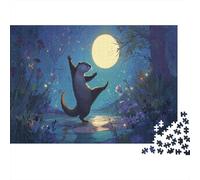 Lontra felices Dance Under The Full Moon Puzzle 1000Pcs Decorazione Per La Casa. Rilassamento E Intelligence Per Adulti E Bambini Da 14 Anni 1000pcs (75x50cm)