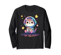 Lontra Questo Mondo Carino Kawaii Chibi Anime Spazio Divertimento Maglia a Manica