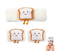 Lonwiner Set di fasce per il lavaggio del viso, per l'estate, Must Haves Clean Girl Carino Cartoon SPA fascia per capelli con cinturino per il lavaggio del polso, bianco