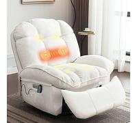 LONXIU Poltrona massaggiante, poltrona rilassante con riscaldamento, poltrona relax elettriche con porta di ricarica USB-A e USB-C per camera da letto, salotto, sala studio, Bianco