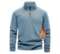 Lonya Felpa Pile Uomo Invernale Micropile Caldo Pullover Inter 1/4 di Zip Maniche Lunghe Maglia Termica Maglione Blu,XL
