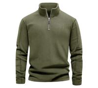 Lonya Felpa Pile Uomo Invernale Micropile Caldo Pullover Inter 1/4 di Zip Maniche Lunghe Maglia Termica Maglione Verde Esercito,XXL