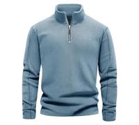 Lonya Felpa Pile Uomo Invernale Micropile Caldo Pullover Inter 1/4 di Zip Maniche Lunghe Maglia Termica Maglione Blu,M