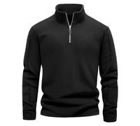 Lonya Felpa Pile Uomo Invernale Micropile Caldo Pullover Inter 1/4 di Zip Maniche Lunghe Maglia Termica Maglione Nero,M