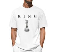 Lonya T Shirt Uomo Oversize Cotone Maglietta Maniche Corte Estive Collo Rotondo Casual Classica King Stampa Lettera Allentate Tee Shirt Base Tee Shirt Top, Bianco, L