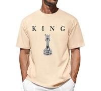 Lonya T Shirt Uomo Oversize Cotone Maglietta Maniche Corte Estive Collo Rotondo Casual Classica King Stampa Lettera Allentate Tee Shirt Base Tee Shirt Top, Kaki, L