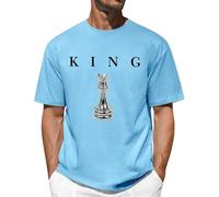 Lonya T Shirt Uomo Oversize Cotone Maglietta Maniche Corte Estive Collo Rotondo Casual Classica King Stampa Lettera Allentate Tee Shirt Base Tee Shirt Top, Blu, L