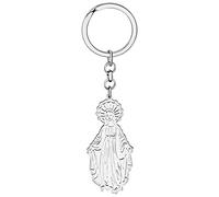LONYOO Acciaio Inossidabile Gesù Croce Portachiavi Madonna Portachiavi Pasqua Regalo per Donna Ragazza Vergine Maria Charms (Maria Argento Placcato )